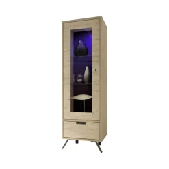 3S. x Home Vitrine 1 porte en verre avec 1 tiroir PALMA