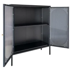House Nordic Vitrine ADELAIDE Noir Avec Porte En Verre Ondulé 35x90x110 Cm Discount