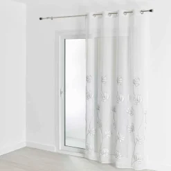 3S. x Home Voilage en Étamine Brodée Blanc BLOIS Clearance