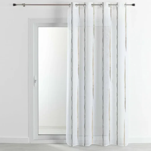 3S. x Home Voilage en Étamine Jacquard 140X260 cm LUMIERE Gris Best