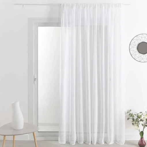 3S. x Home Voilage en Étamine Unie Effet Lin Blanc MATIERE Best